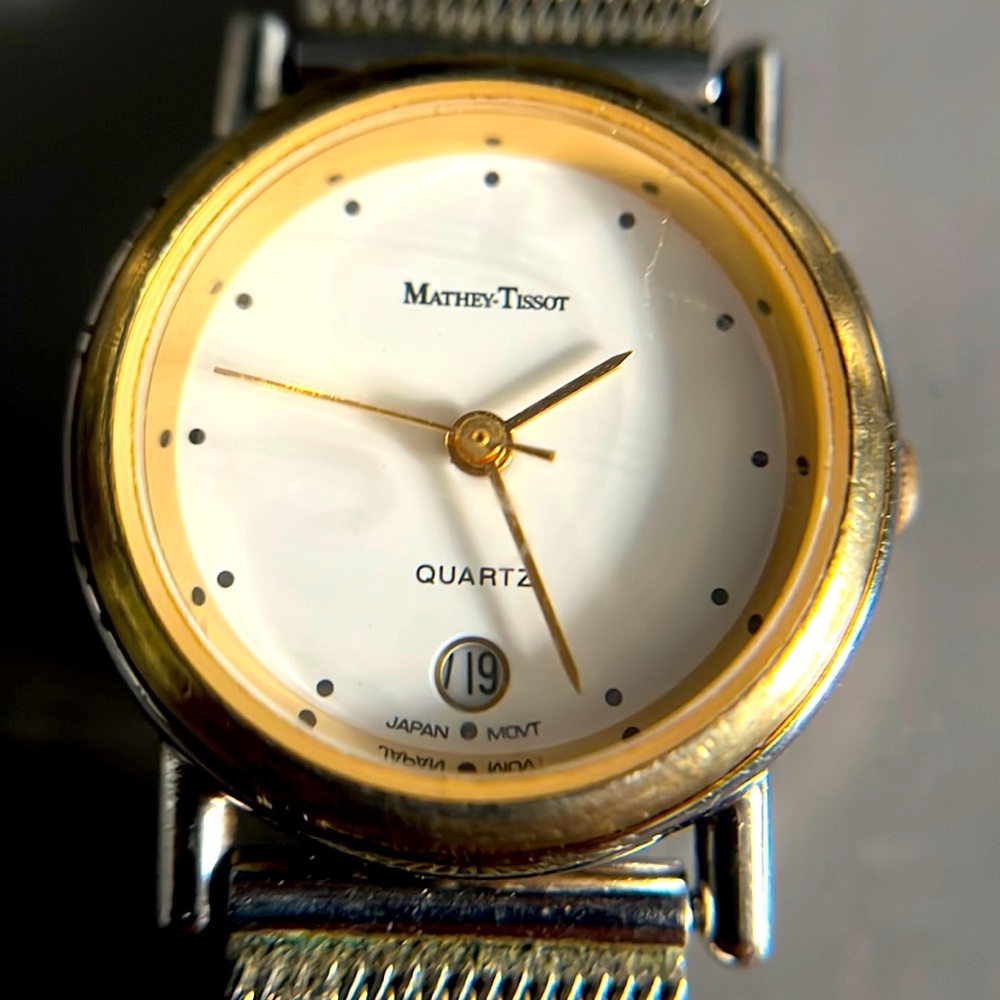 Vintage Mathey Tissot Quartz Silver Tone Ladies Mesh Band Watch